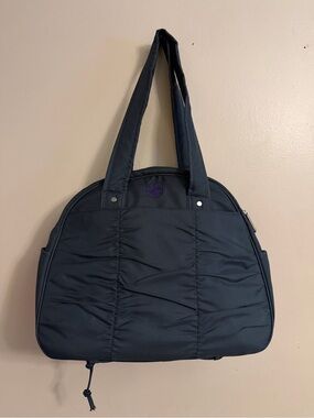 GAIAM Black Quilted Shoulder Tote with Purple Logo